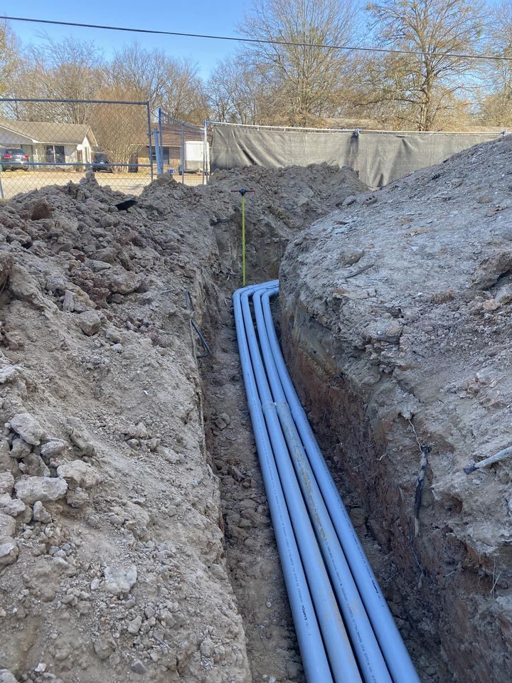 Underground utility lines in a trench